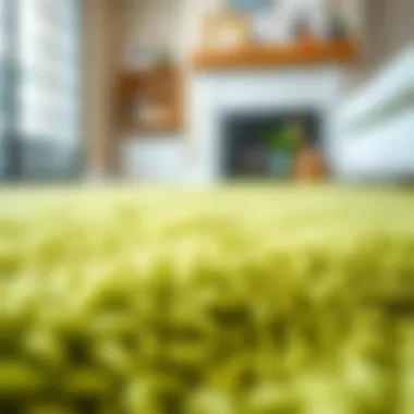 Textured Design of Lime Green Rug Close-up of a textured lime green rug showcasing its design