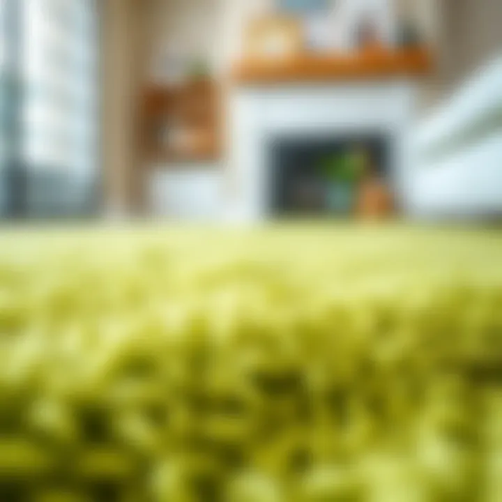 Textured Design of Lime Green Rug Close-up of a textured lime green rug showcasing its design
