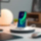 Elegant iPhone charging organizer on a modern desk