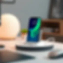 Elegant iPhone charging organizer on a modern desk