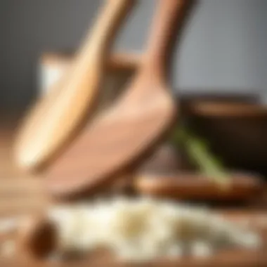 Craftsmanship of Wooden Utensils Close-up of a wooden spatula showcasing its craftsmanship and grain