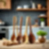 Elegant wooden utensils displayed in a stylish kitchen setting