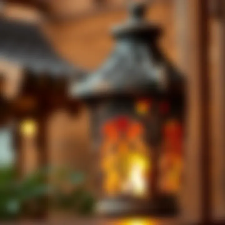 Close-up of Intricate Wood Carvings on a Lantern Close-up of intricate wood carvings on a lantern