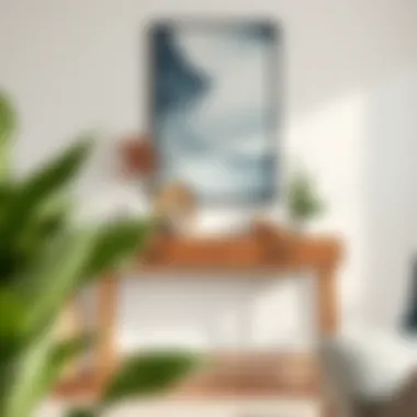 Styling Tips for a Modern Aesthetic Wooden narrow console table styled with decor and plants