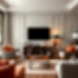 Elegant wooden narrow console table in a vibrant living room setting