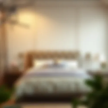 Cozy Bedroom with Queen Headboard A queen headboard positioned against a wall in a cozy bedroom layout