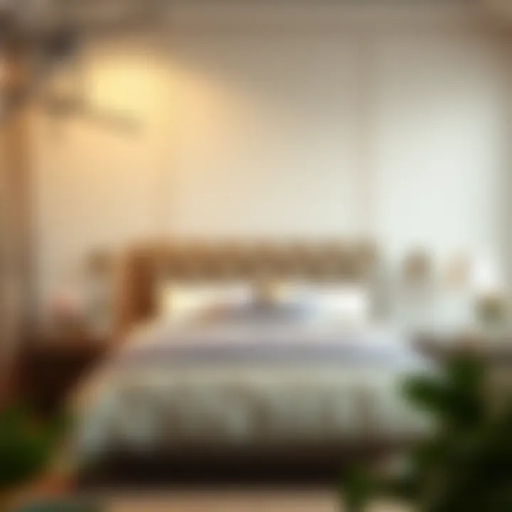 Cozy Bedroom with Queen Headboard A queen headboard positioned against a wall in a cozy bedroom layout