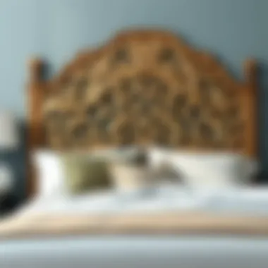 Intricate Queen Headboard Design Detailed view of a beautifully crafted queen headboard showcasing intricate design