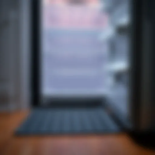 Rubber Mat Support Under Refrigerator Rubber mat providing support under a refrigerator