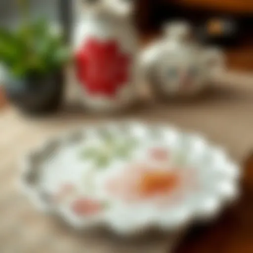 Elegant ceramic trivet with floral design