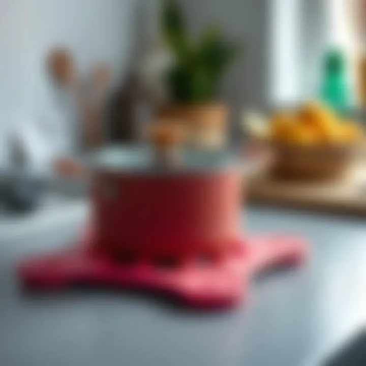 Modern silicone trivet with vibrant colors