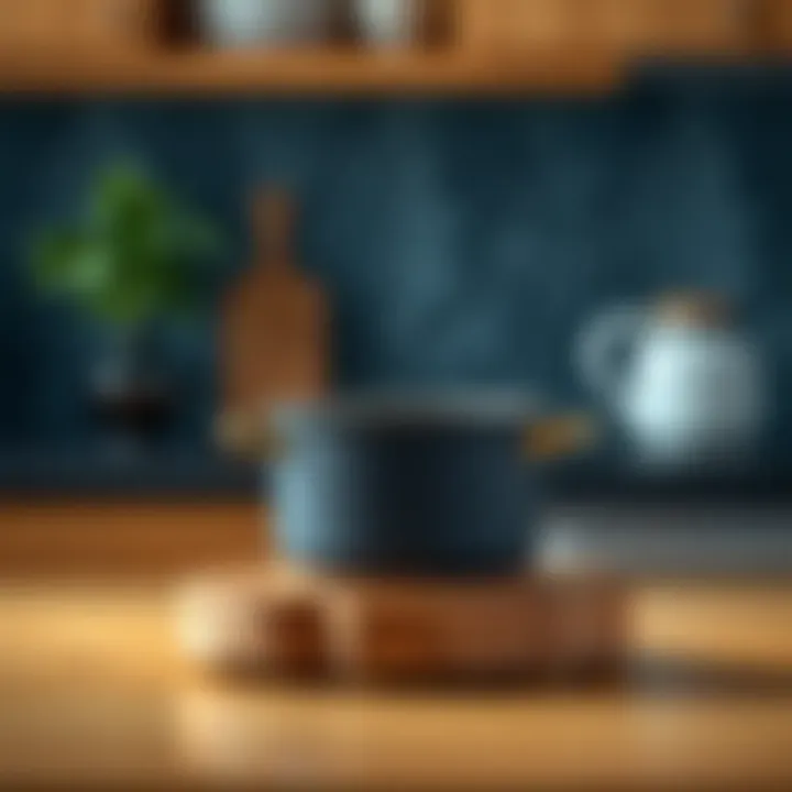 Stylish wood trivet enhancing kitchen decor