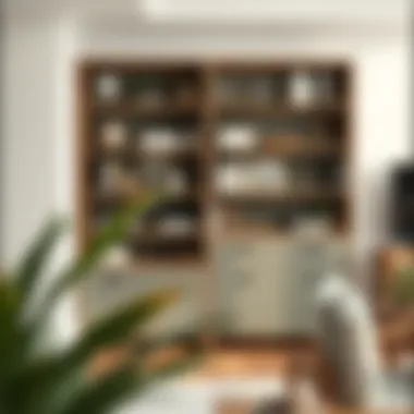 Stylish Integration of Shelves and Drawers A stylish combination of shelves and drawers in a contemporary living space