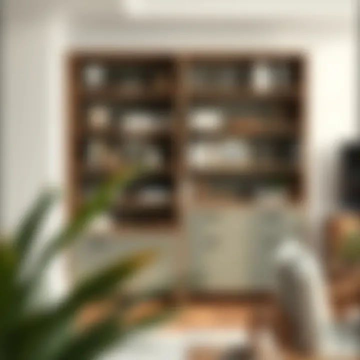 Stylish Integration of Shelves and Drawers A stylish combination of shelves and drawers in a contemporary living space