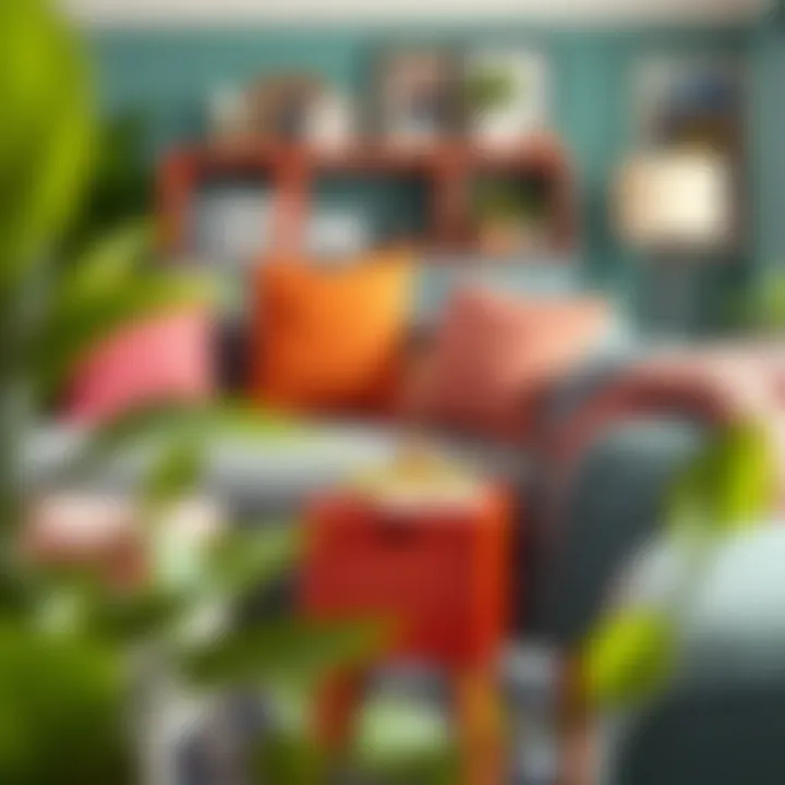 Colorful Small End Table with Storage Colorful small end table with storage used in a vibrant home decor