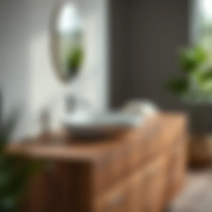 Modern Wooden Vanity Top Stylish wooden vanity top with a modern sink integrated