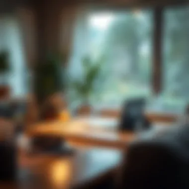 Cozy Workspace with Vented Laptop Lap Desk A cozy workspace featuring a vented laptop lap desk in use