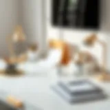 Elegant Stationery Arrangement on a White Desk Elegant white desk with organized stationery and decor