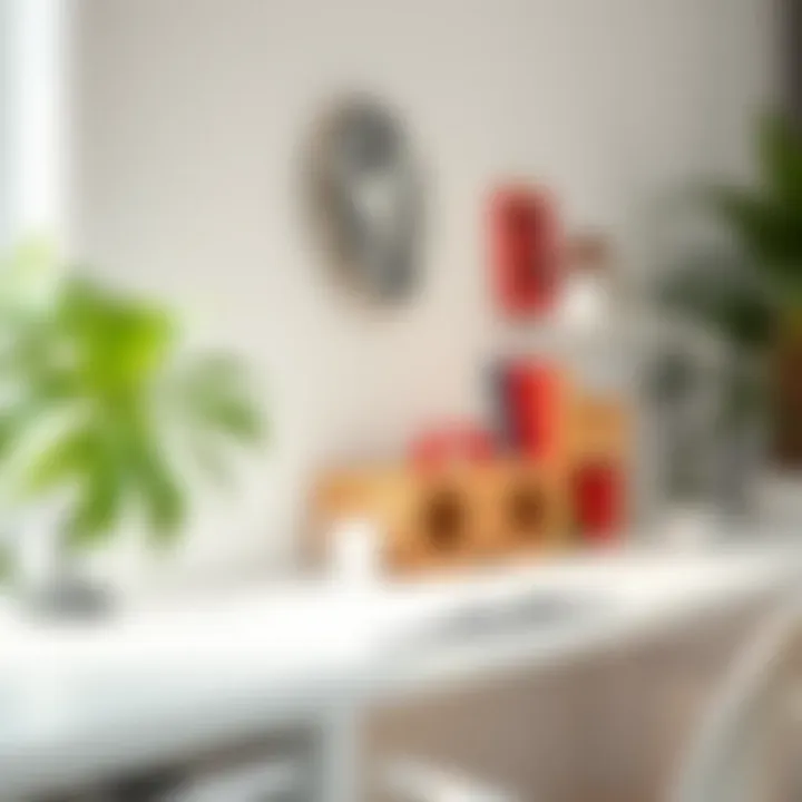 Stylish storage solutions on a white desk