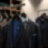 Elegant wide suit hanger showcasing tailored suits