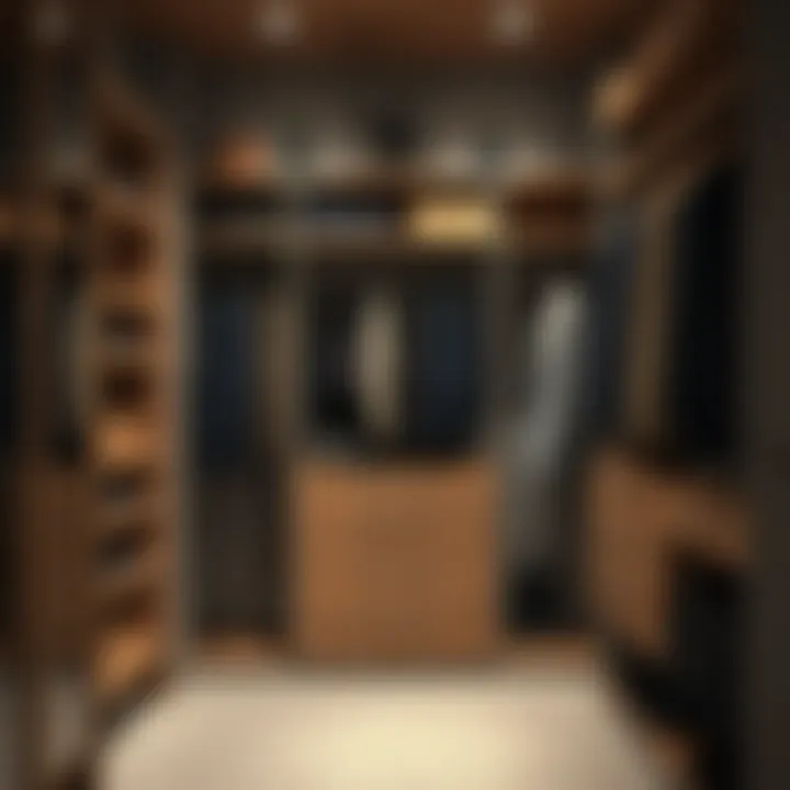 Organized closet featuring wide suit hangers